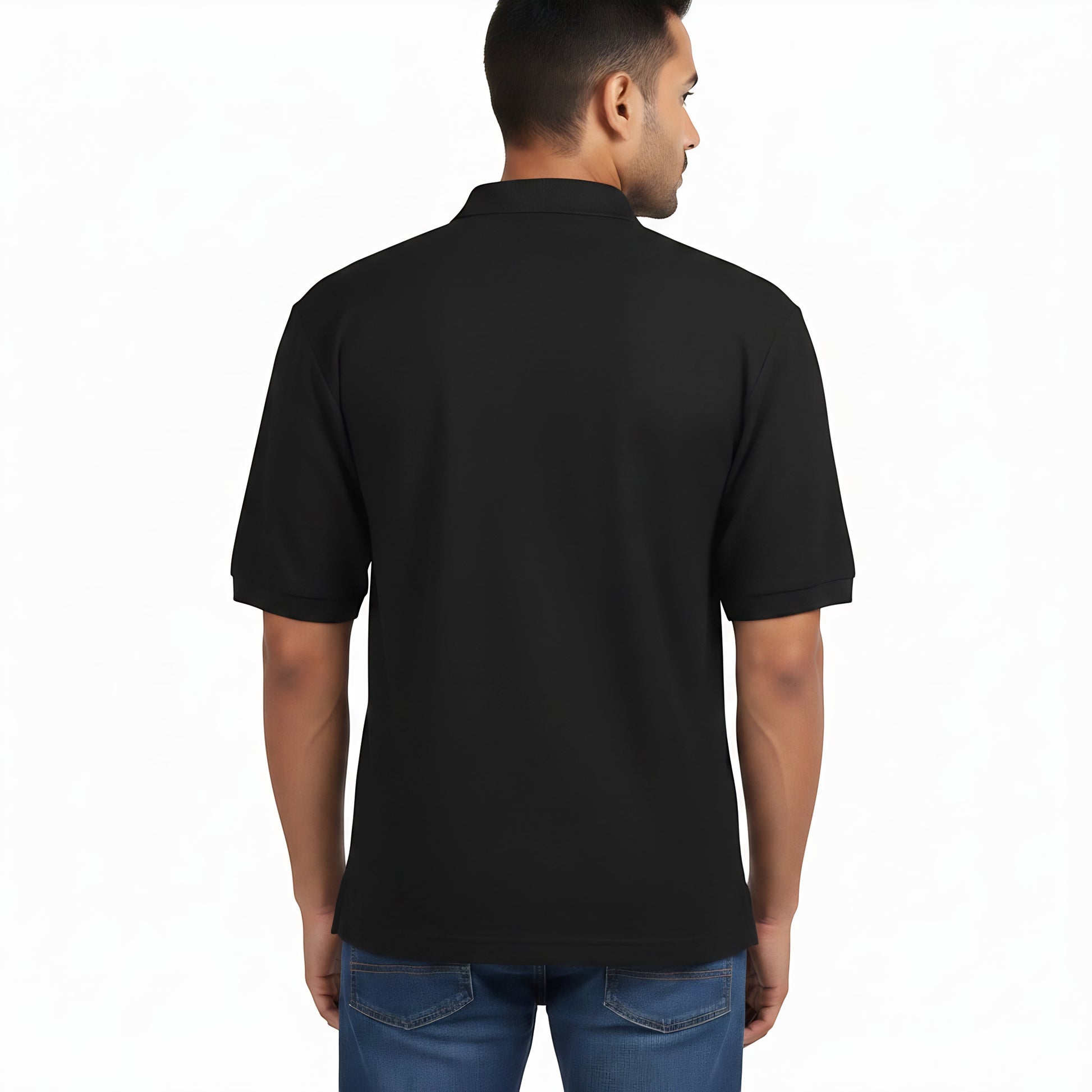 Olive Dreams black short-sleeve polo shirt, T-90 Edition, inspired by the T-90 Main Battle Tank.