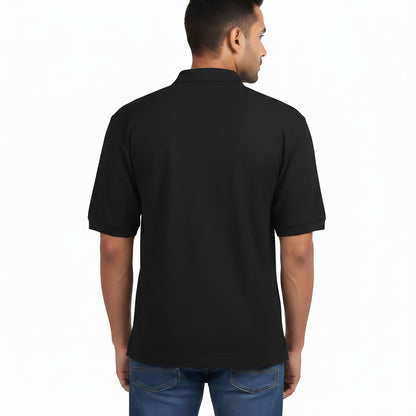Olive Dreams black short-sleeve polo shirt, T-90 Edition, inspired by the T-90 Main Battle Tank.