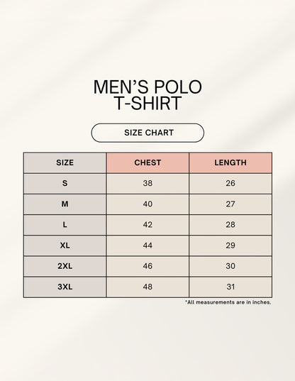 Olive Dreams Men's Polo T-Shirt, T-90 Edition, Midnight Black. Size chart included.
